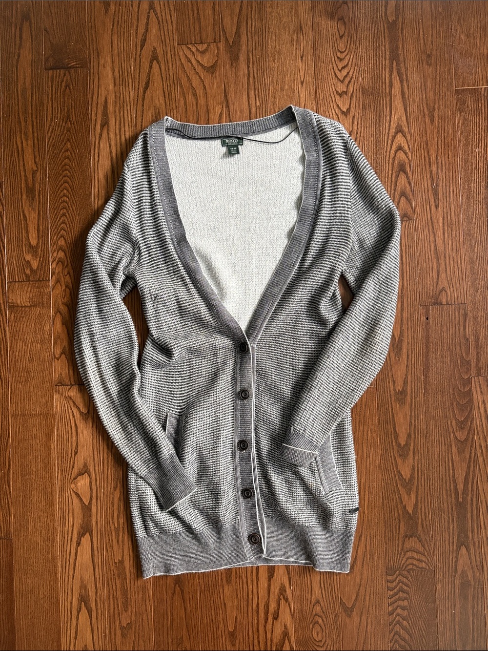 Roots Women's Gray Ribbed Long Cardigan